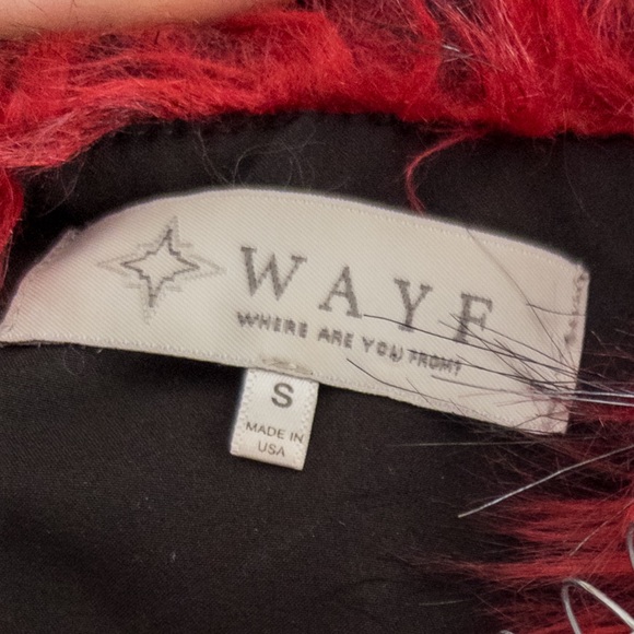 WAYF Red Faux Fur Vest Made in USA | Size Small - Picture 2 of 5